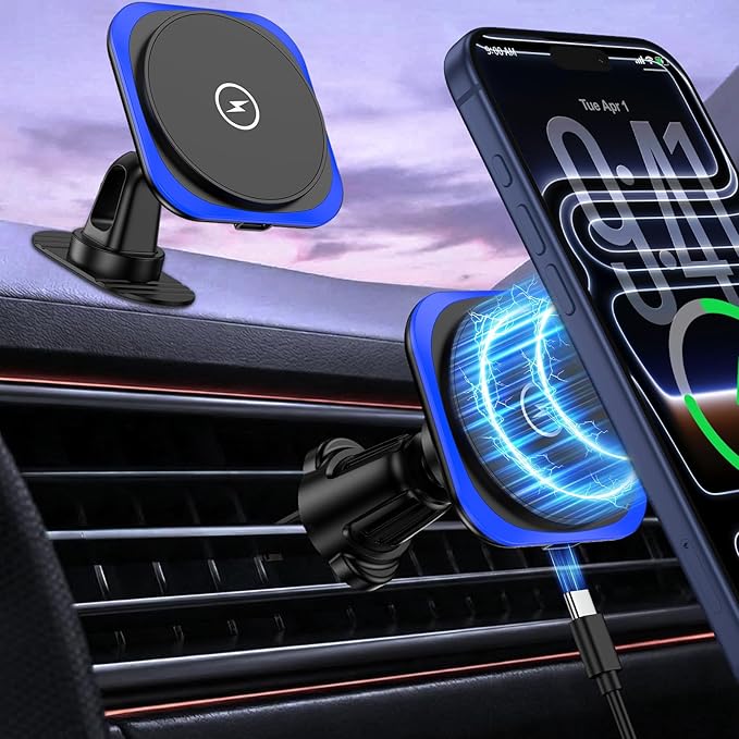 for Magsafe Car Mount Charger, 15W Magnetic Wireless Car Charger, Magnetic Car Phone Holder for iPhone 17 16 15 14 13 12 Series, Samsung Galaxy S26 Ultra S25 S24 S23 S22 S21 S20 FE, Google Pixel 10a