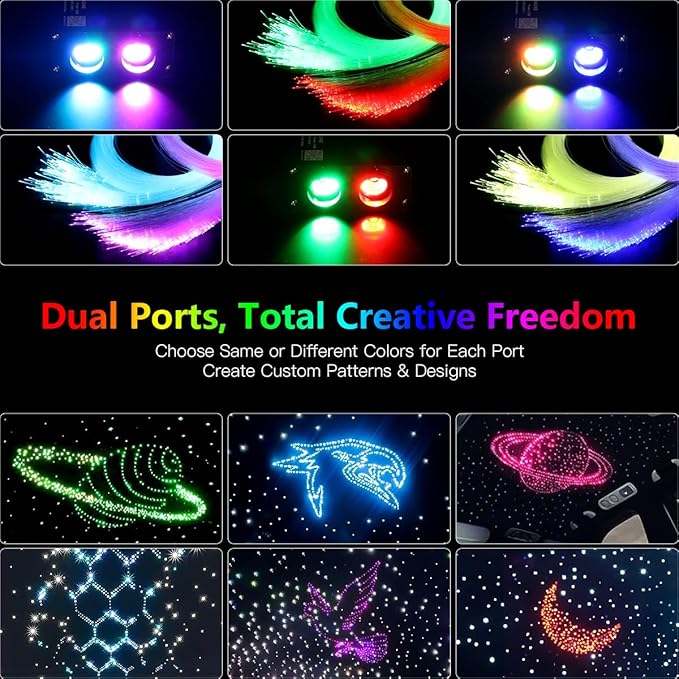 32W RGBW APP Fiber Optic Lights, Small Size Music Activated 450pcs 0.03in 9.8ft/3m Optical Fiber Star Ceiling Light Kit for Car Headliner Star/Home
