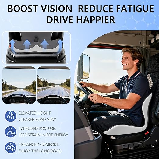 Truck Seat Cushion and Headrest 2-in-1 Set for Truck Driver, Lumbar Support Car Cushions for Long Haul Driving, Memory Foam for Semi Truck & Big Rig, Ergonomic Relief for Back & Sciatic Pain