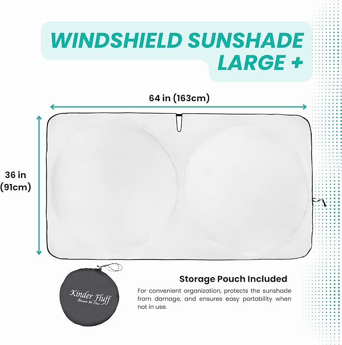 Windshield Sun Shade -Certified 99.87% UVB & 99.02% UVA Car Sun Shade. Award Winning Sunshade - Patented Technology | Compatible for Chevrolet Equinox (2018-2024) | Car Shades by Kinder Fluff