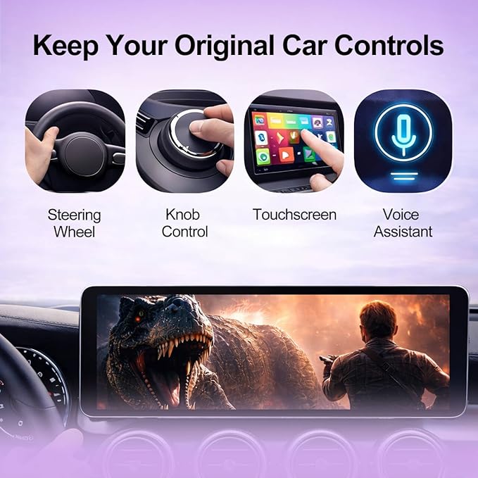 CarPlay Magic AI Box with 3.2” Touchscreen, Supports OEM Wired & Wireless CarPlay, Android 14 Wireless CarPlay & Android Auto for BMW, Mercedes, Audi, Porsche, Netflix YouTube, 4G LTE, Plug & Play