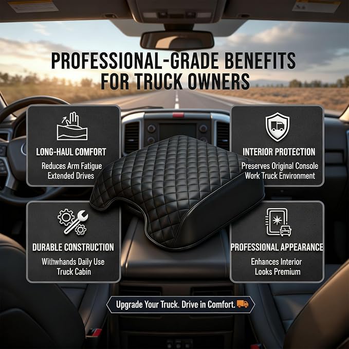 Center Console Cover Compatible with 2015-2020 Ford F150 / 2017-2022 F250 F350 F450 and 2018-2024 Expedition Accessories, Customized PU Leather Armrest Cover Protector (Bucket Seat Only)