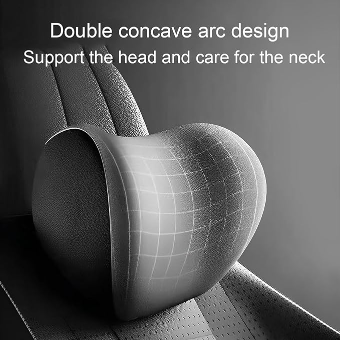 New Car Headrest & Lumbar Support Cushion for Hyundai Santa Fe 2001-2024, Ergonomic Memory Foam Seat Headrest Neck Rest Cushion Breathable Removable Cover for Neck Back Relief,C/Brown