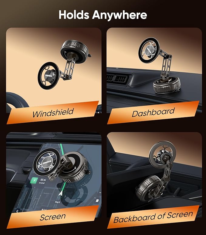 Car Phone Holder,3-AXIS Telescopic Arm Magnetic Phone Mount, 360° Rotatable & Adjustable & Foldable Vacuum Suction Phone Stand,Phone Holders for Your Car/Dashboard/Windshield/Gym/Mirror