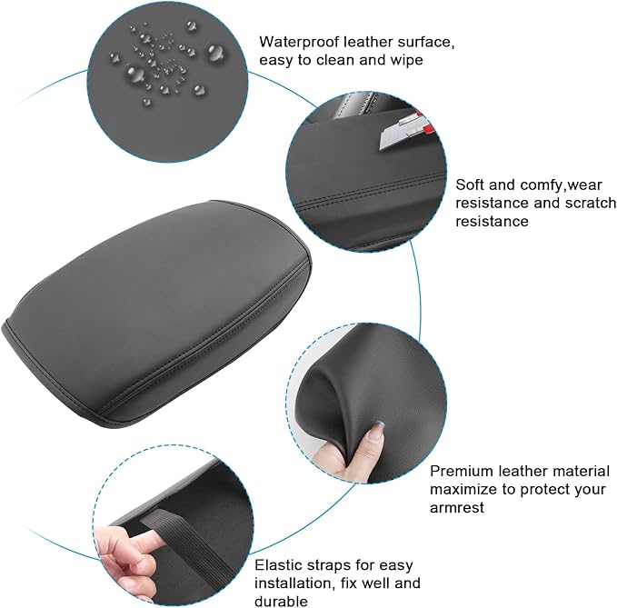 SXCY for 2024 2025 Ford Ranger Armrest Cover for 2024 2025 Ford Ranger Accessories (Lariat/Raptor/XL/XLT) 2025 Ranger Center Console Cover 2025 Ranger Middle Console Cover (Thin Cover Black Line)