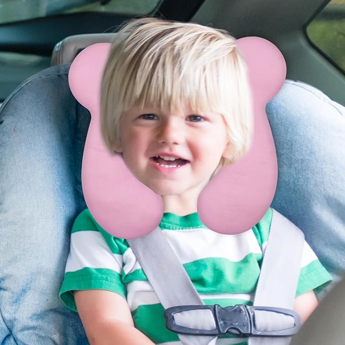 Baby Travel Pillow, Upgrade U-Shape Infant Pillow for Car Seat Pushchair and Stroller, Soft Comfortable Sleep Cushion for Kids Newborn and Toddler -Pink