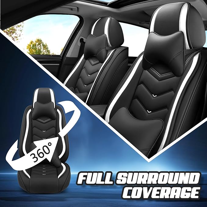 Car Seat Covers for Lexus ES 350 2007-2026, Premium Nappa Leather Car Seat Cover, Stylish Sport Seat Covers， Automobile Seat Cover Sets.(Luxury 5 Seats/Black White)