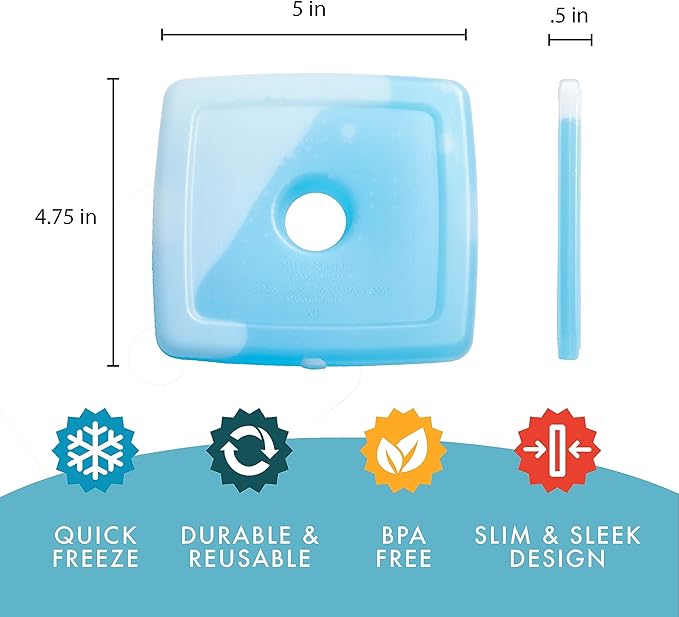 Cool Coolers by Fit & Fresh Slim Ice Packs,Quick Freeze Space Saving Reusable Ice Packs for Lunch Boxes or Coolers,Multi Colored,(Pack of 48)