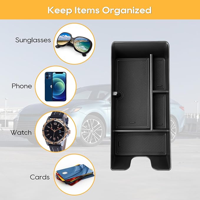 LFOTPP Center Console Organizer Tray for 2025-2026 Toyota Camry (XSE/XLE/SE/LE), ABS Armrest Storage Box Insert, Non-Slip Waterproof Car Accessories
