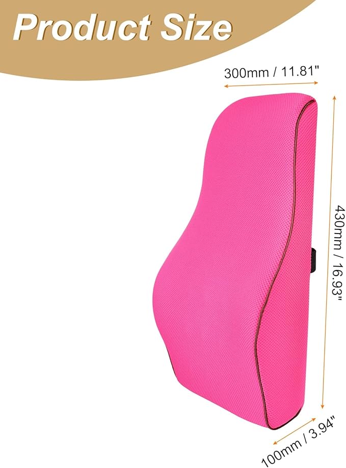HARFINGTON Lumbar Support Pillow Memory Foam Gaming Office Chair Desk Ergonomic Back Cushion for Home Office Car Seat, Rose Red