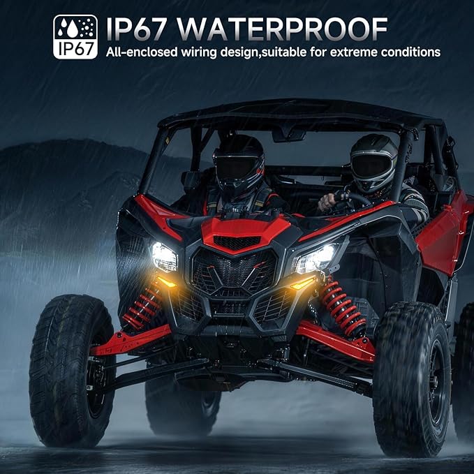 DREAMIZER UTV Turn Signal Kit with Horn, Plug and Play, Pre-Wired, UTV ATV Blinker with Rocker Switch Universal Street Legal Kit with Hazard light Compatible with Polaris, Can-Am, Teryx, CFMOTO