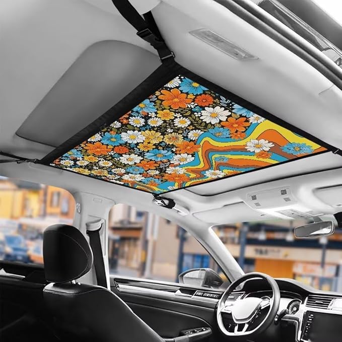 Flower Rainbow Car Roof Storage Bag Car Storage Bag Organizer Premium Car Seat Organizer Can Hold Mobile Phone, Wallet, Glasses