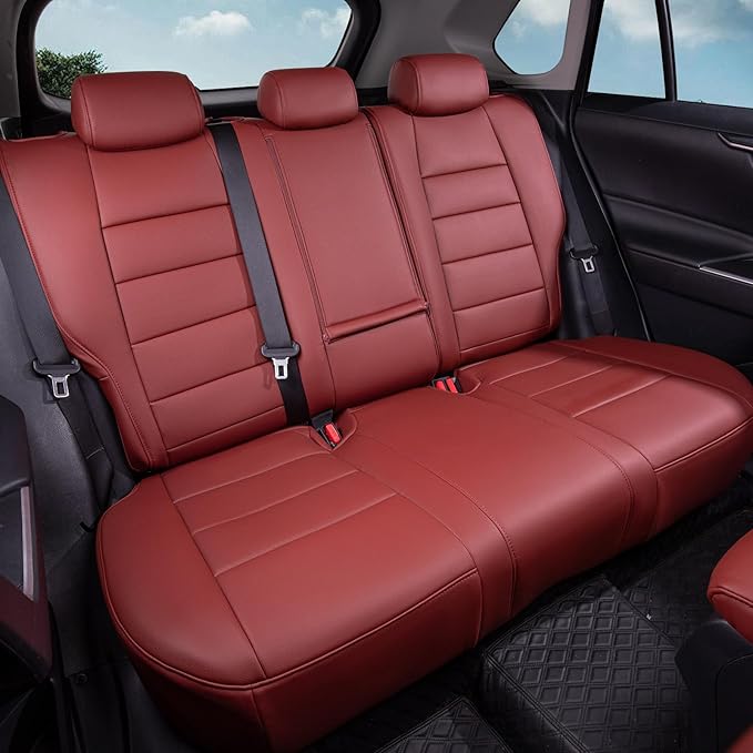 coverdream Rav4 Seat Covers Custom Fit for Toyota Rav4 2013-2018 LE SUV Seat Cushion,Fully Covered,Luxury Waterproof Leather Car Seat Protector,Armrest Cover Included (Full Set,Wine Red)