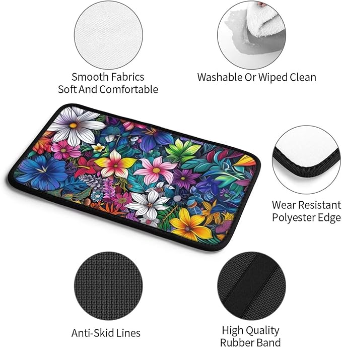 Center Console Armrest Cover Hippie Flower Armrest Protector Boho Floral Car Accessories Mandala Armrest Cushion Pad Armrest Seat Box Cover Protector