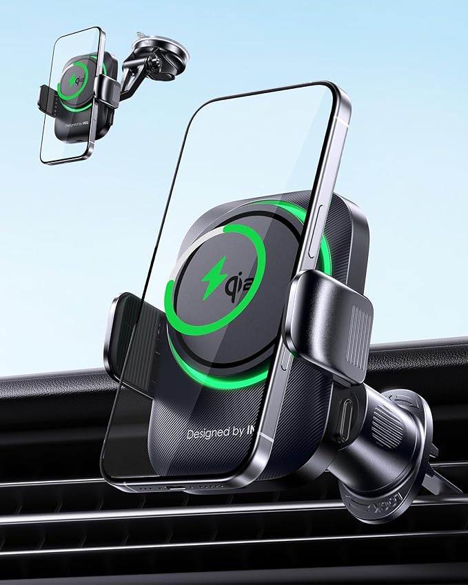 INIU Wireless Car Charger, Qi2 Certified Car Phone Holder for Magsafe, 15W Fast Charging Magnetic Car Mount Charger Auto Clamping Car Accessories Air Vent for iPhone 17 16 15 14 13 12 Pro Max Air etc