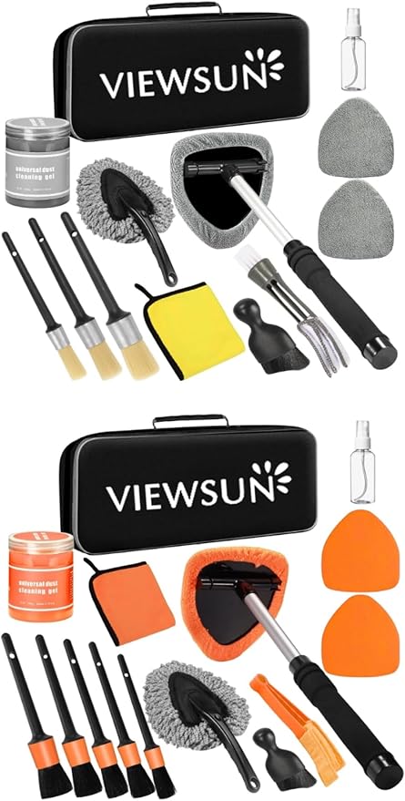 Viewsun Windshield Cleaner Tool 28 Pcs Car Interior Cleaning Kit, Car Detailing Kit Interior Cleaner, Car Detailing Brushes, Car Cleaning Gel, Inside Cleaning Supplies Accessories for Women Men
