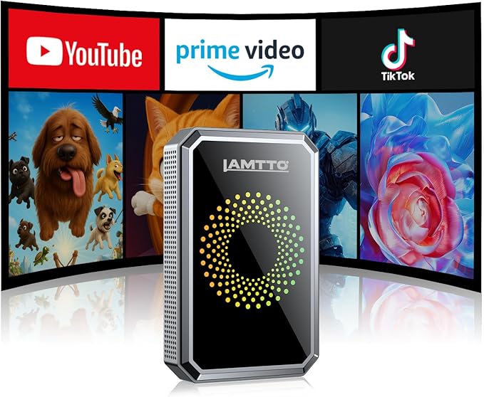 LAMTTO 3-in-1 Wireless Carplay Android Auto Adapter Built-in Net-Flix YouTube Tiktok Apps Magic Box Video Player with 5.8GHz WiFi USB Drive Convert Wired to Wireless for OEM CarPlay Cars (2016-2024)
