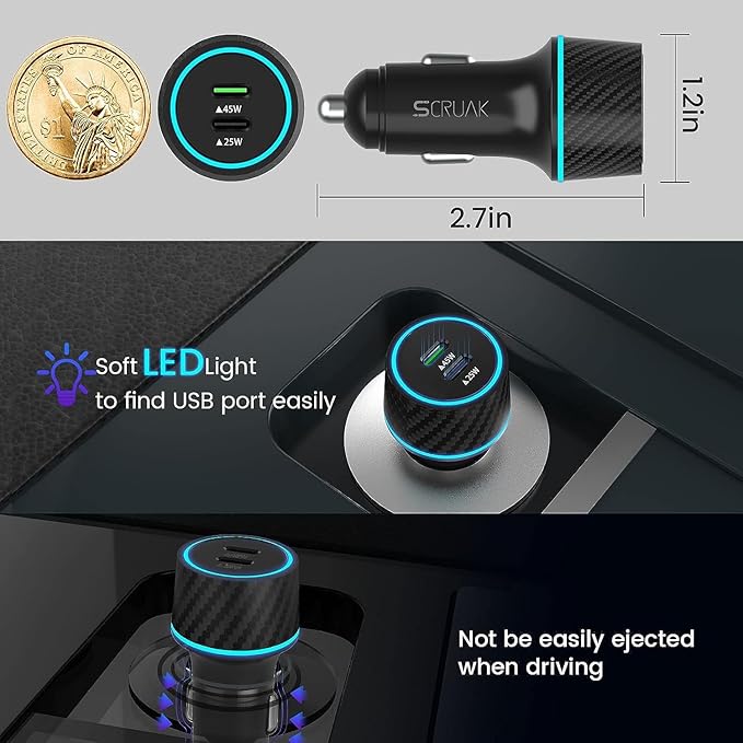 S24 S25 Ultra Charger Type C, SCRUAK 45W PPS Super Fast USB-C Wall/Car Charger for Samsung Galaxy S26 Ultra/S26+/S25/S24 Ultra/S24+/S23/S22/S20/Note 20/Note 10+(10FT+3.3FT 5A Type C Cable)