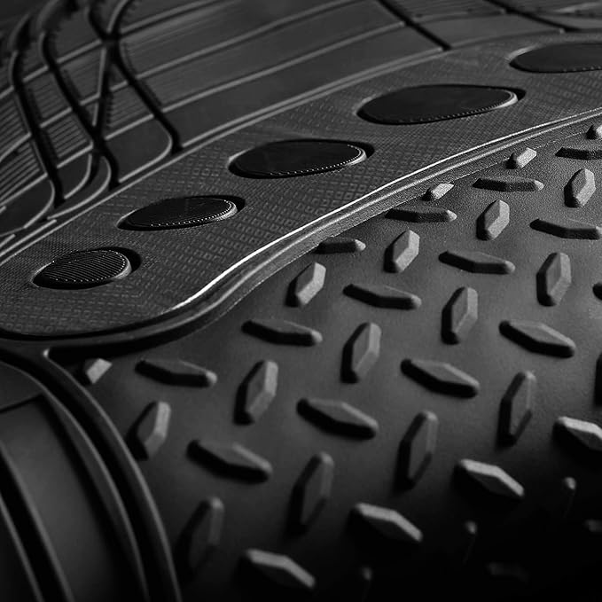 FH Group Automotive Floor Mats - Heavy-Duty Footprint Design Rubber Floor Mats for Cars, Universal Fit Full Set, ClimaProof Floor Mats, Trimmable Floor Mats For Most Sedan, SUV, Truck Floor Mats Green
