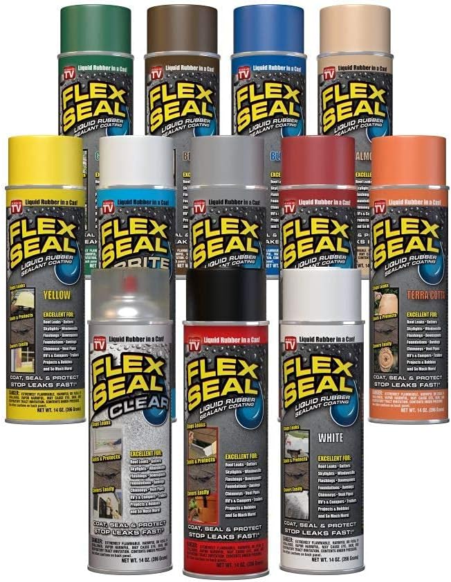 Flex Seal, 14 oz, Blue, Stop Leaks Instantly, Waterproof Rubber Spray On Sealant Coating, Perfect for Gutters, Wood, RV, Campers, Roof Repair, Skylights, Windows, and More