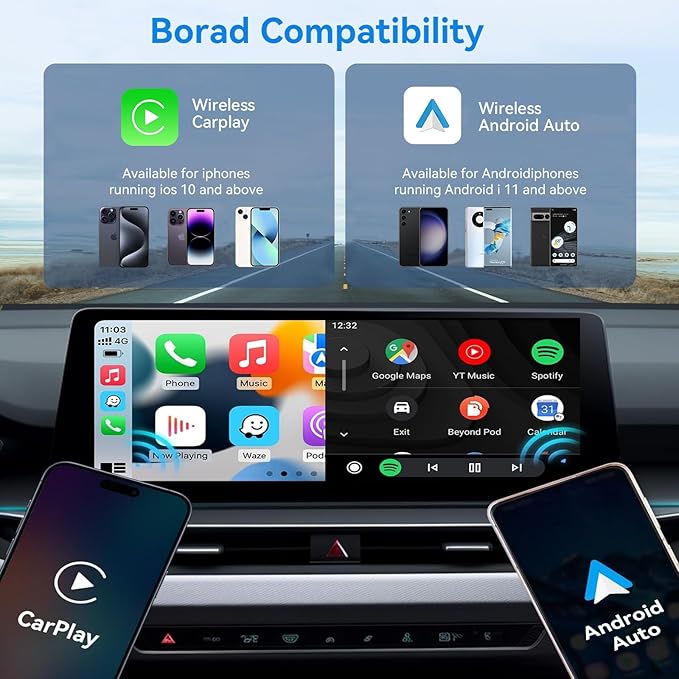 2026 Upgraded Wireless CarPlay Adapter, Bluetooth Car Play Wireless Adapter Mini 2-in-1 Android Auto Adapter, Plug & Play Zero Latency Auto-Connect, USB-A/Type-C Interface, Fits iOS 10+ & 2015+ Cars