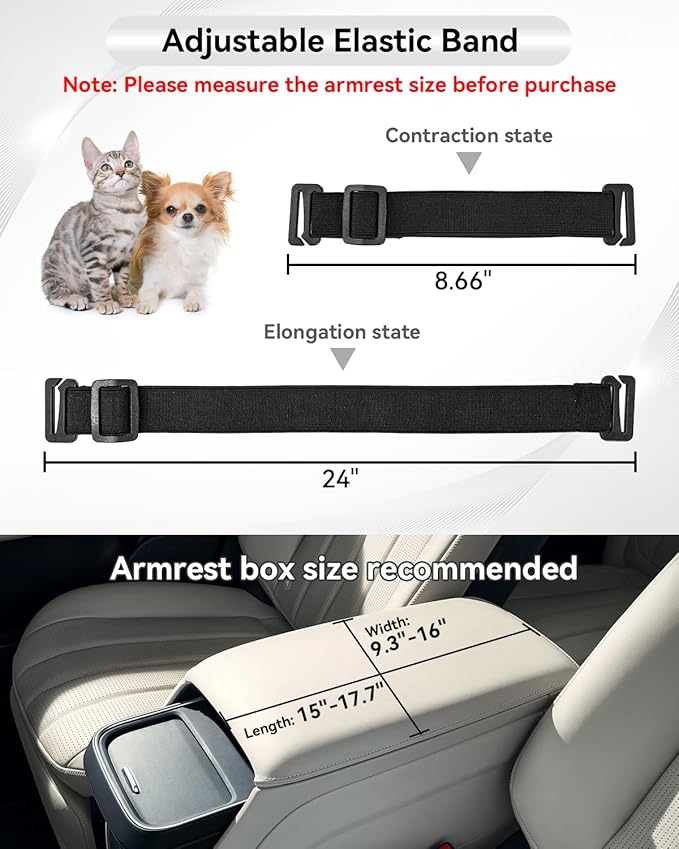 PETSFIT Center Console Dog Car Seat with Safe Protection Hooks, Pet Car Seat with Upgraded Safety Tethers, Washable Cushion, Console Dog Car Seats for Small Dogs Up to 8 Lbs(Black)