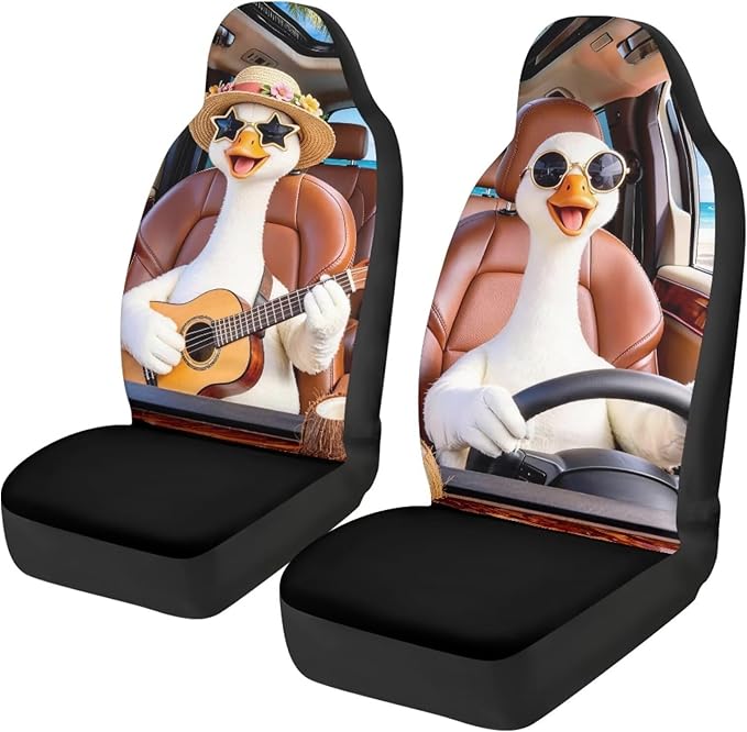 Goose Car Seat Covers Cool Comfortable Car Seat Cover for Front Seats Set of 2 Removable Automotive Accessories Elastic Polyester Suitable for Most Cars,SUV,Sedan