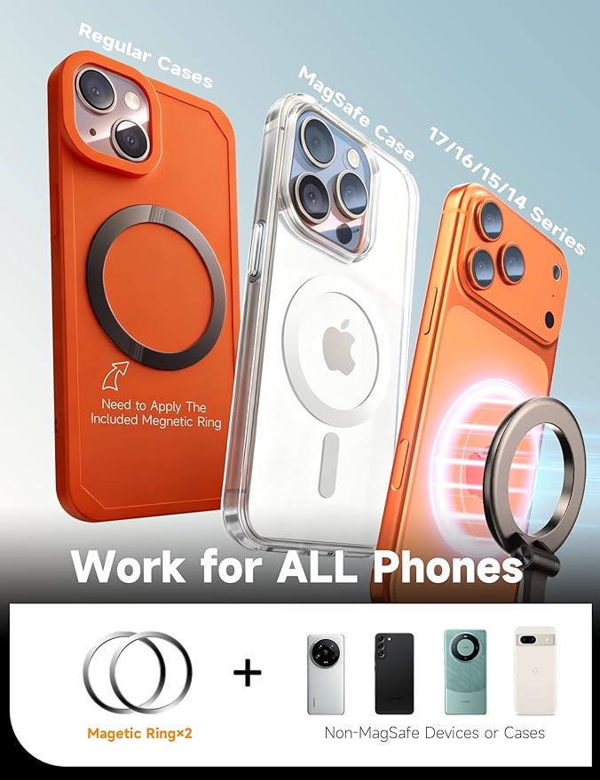 Pure Zinc Alloy Vacuum Magnetic Phone Holders for Your Car [105+LBS Suction & 3800gf Magnetic] 360° Adjustable Magsafe Car Phone Holder Mount for iPhone 17 16 15 14 13 12 Series & Android