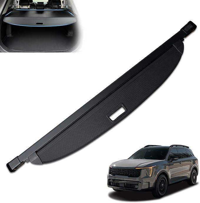 MIALUTY® Cargo Cover for 2021-2026 Kia Sorento Retractable Trunk Cover Sorento Accessories Anti-Peeping Anti-Theft Privacy Screen,Trunk Luggage Shield Shade Carbon Fiber Texture