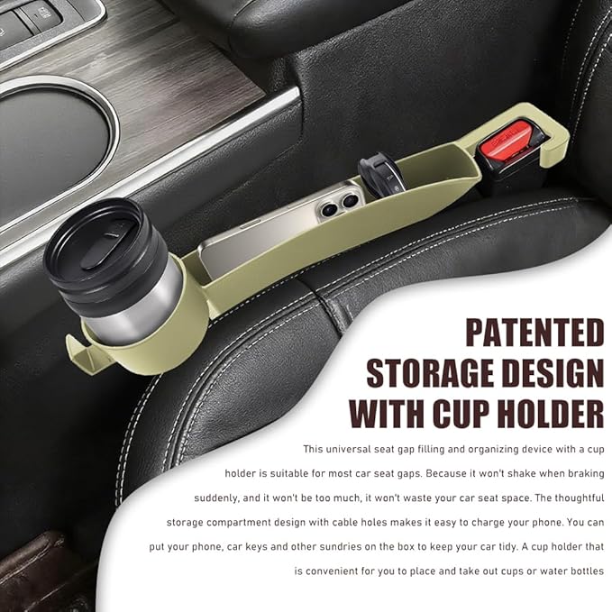 2PCS Car Seat Gap Filler Organizer, Console Side Organizer, Seats Gap Organizer with Phone Holder, Multifunctional Car Seat Filler Gap Space Prevents Things Dropping for Most Vehicles (Beige)