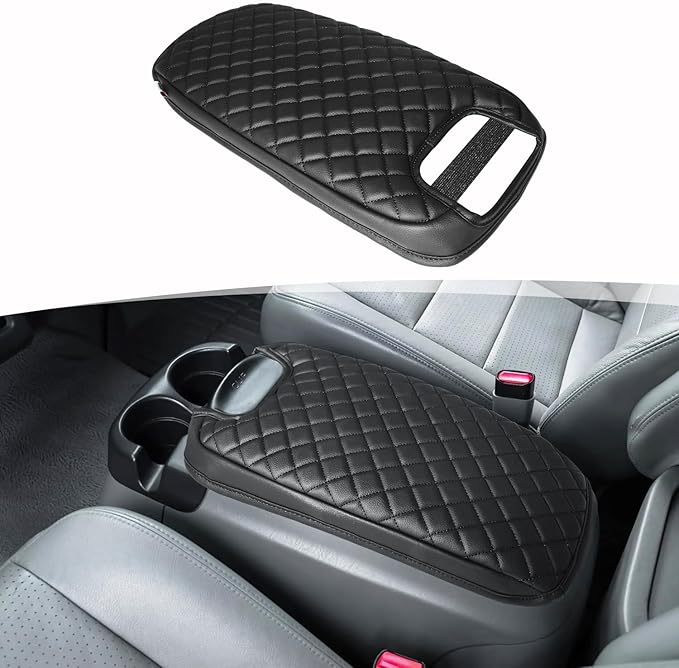 Center Console Armrest Cover for 1999-2007 Ford F250 F350 F450 F550 Super Duty Accessories & Ford Excursion, 2000-2008 F650, Vinyl Leather Middle Console Lid Protector (Fits Bucket Seat Console Only)