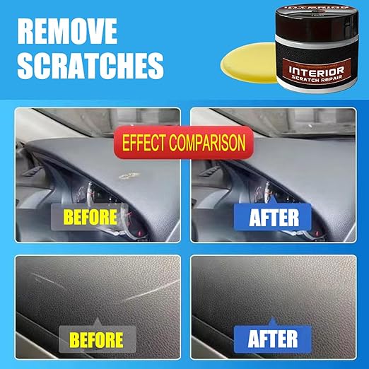 Dashboard Scratch Repair Kit, 100g Dashboard Restorer Interior with Sponge, Portable Scratch Repair Wax for Vehicle Parts, Car Wax Polish, UV Protection Scratchs Remover for Car Interior
