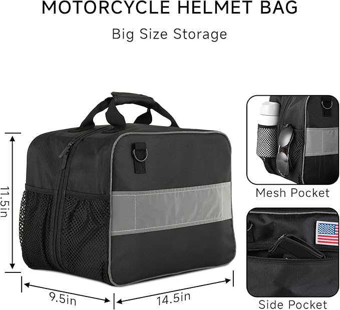 Motorcycle Helmet Bag with Shoulder Strap, Large Water-Resistant Helmet Storage Bag, Carry-Friendly for Motorcycle Bike Welding Helmets