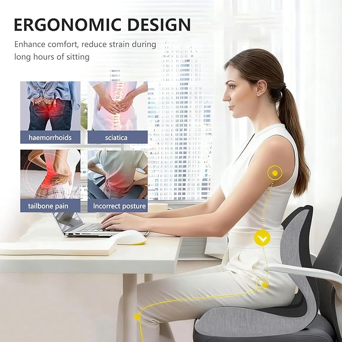 Adult Booster Car Seat Cushion, Office Chair Cushion,Truck Seat Cushion, Memory Foam Seat Cushion Increase Height by 3.94 Inch, Car Cushions for Driving Long Sciatica Tailbone Pain Relief