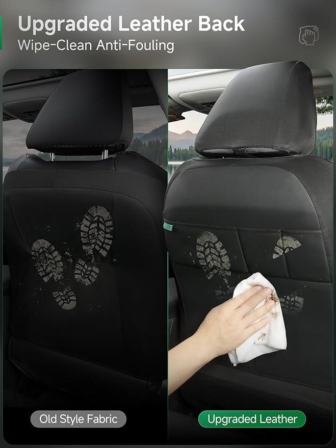 GIANT PANDA Air Cool Mesh Car Seat Cover Custom Fit Toyota Rav4 Camry Highlander Corolla Prius,Breathable Cooling Seat Protector with Leather Back Pannel(Black)
