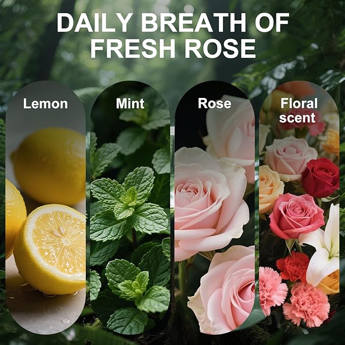 Car Air Freshener Diffuser Rose Dew Scented 2 Pack, Car Fresheners Vent Clip Leather Design, Car Diffuser Flower Scented for 30 days Long Lasting Black