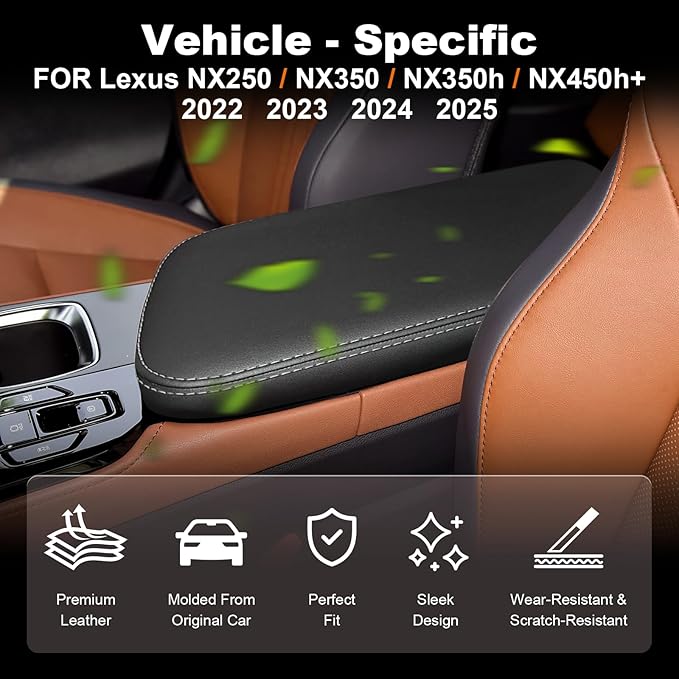 Center Console Cover for Lexus NX NX250/NX350/NX350h/NX450h+ 2022 2023 2024 2025 Car Accessories Interior Arm Rest Cover Armrest Box Cushion Pad Automotive Accessory PU Leather Waterproof