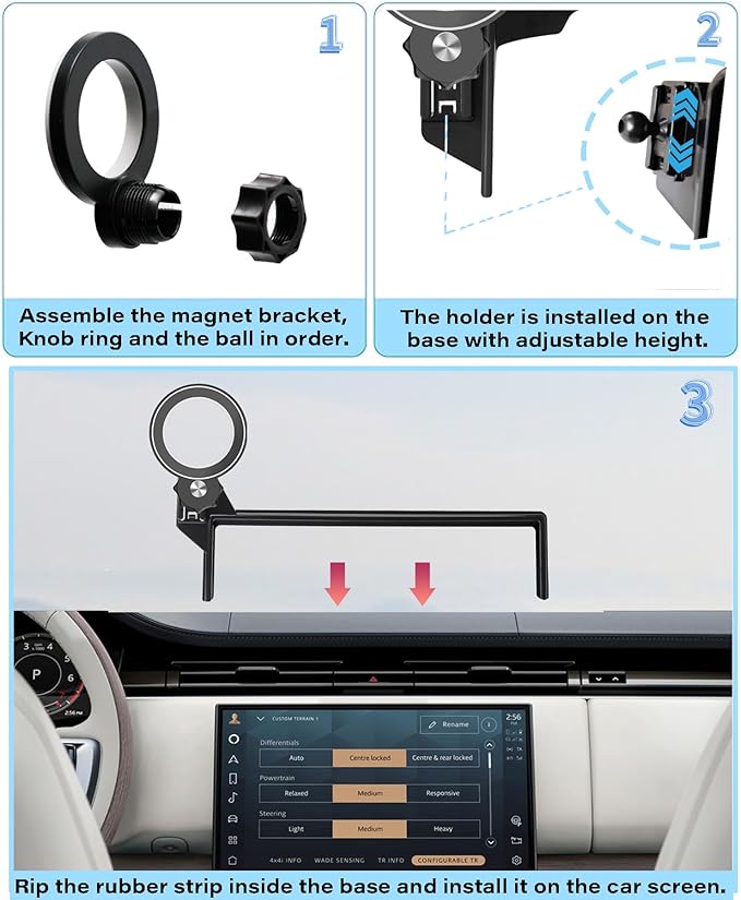 Car Phone Holder for 2023 2024 2025 Land Rover Range Rover/Range Rover Sport Accessories Apply to 13.1 Inch Touch Screen Fixed Clip Magnetic 360° Rotation Cell Phone Mount Hands-Free