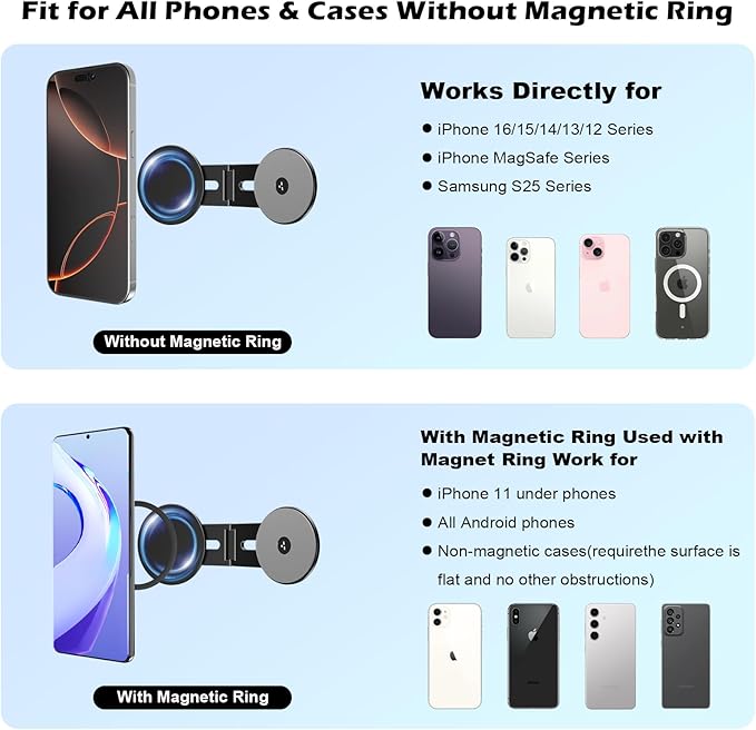 CloudValley Magnetic Phone Holder for Tesla Model Y/3, Foldable Hidden Tesla Phone Mount Fit for iPhone 17/16/15/14/13 seirs, PC Monitor, Compatible with Magsafe Car Mount for Tesla Accessory, Black