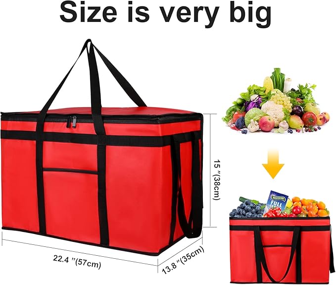 Premium Insulated Food Delivery Bag 23x14x15 inches Waterproof Catering Supply Bag for Hot Food Delivery - Premium Food Warmer for Uber Eats and Doordash Food Delivery heavy duty catering 22x14x13