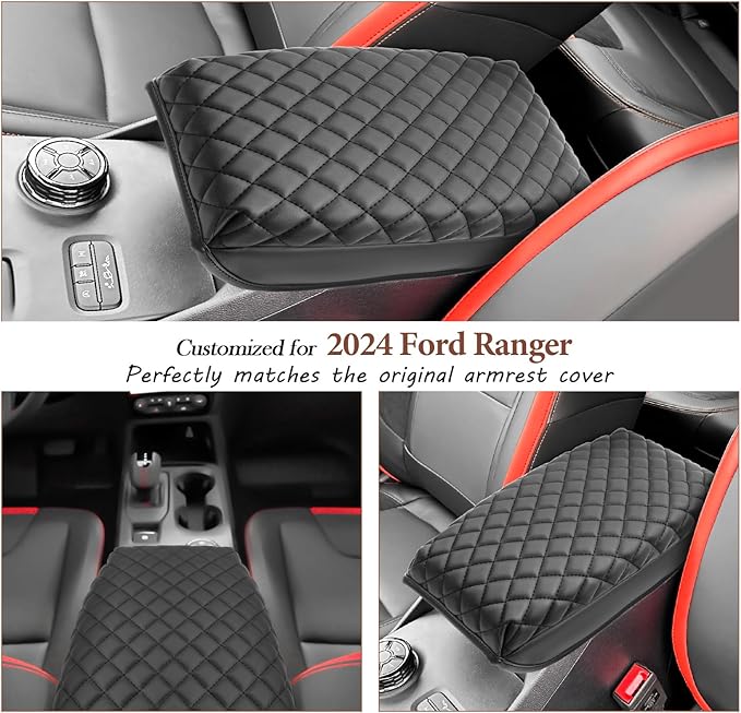 SKTU 2024 2025 2026 Ranger Center Console Cover for 2024 2025 2026 Ford Ranger (XL/XLT/Lariat/Raptor) Armrest Cover Ford Ranger 2024 2025 2026 Accessories 2024 2025 2026 Ranger Raptor Console Cushion