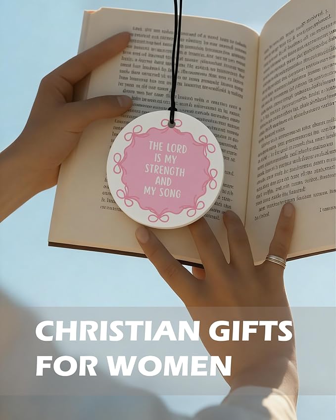 Pink Christian Round Citrus Car Air Freshener 4 Pcs, Pink Coquette Bow Tulip Floral Hanging Air Freshener for Cars Bathroom Dorm Books Decor, Girly Christian Accessories Gifts for Women Girls
