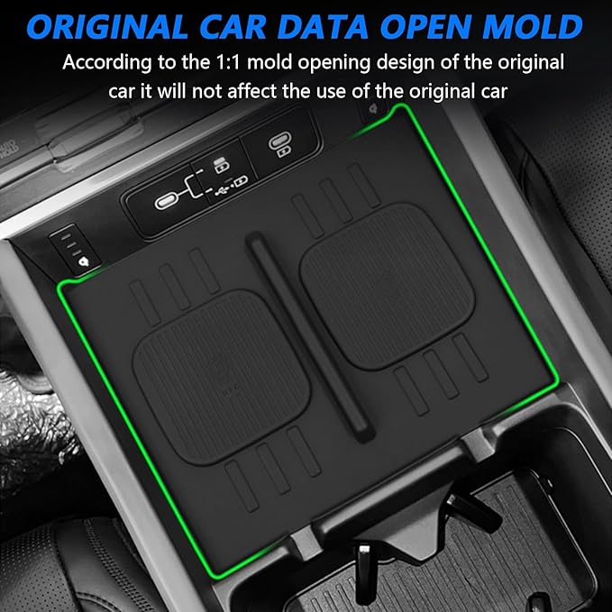 Center Console Wireless Charging Mat for Hyundai Santa Fe 2025, Console Charger Silicone Protective Non-Slip Pad Anti-Dust Liner Mat for Hyundai Santa Fe Calligraphy/SE/SEL/XRT/Limited
