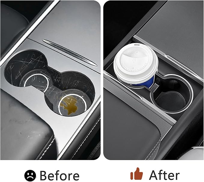 TOPABYTE 3PCS Center Console Accessories for Tesla New Model Y Juniper 2026 2025 Model 3 Highland 2024 Cup Holder Insert, Screen Edge Protector Frame, Wireless Charger Mat Silicone, Black