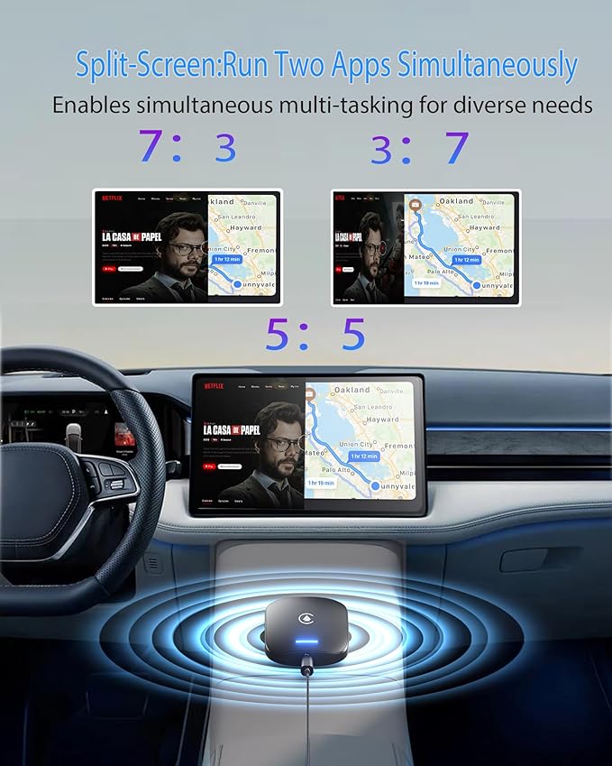 2026 Magic Box 3.0 CarPlay Android Auto & Wireless Carplay Adapter Dual WiFi + 4G Split-Screen & Cast Mirroring Screen Supports Play-Store Dowanlaod Any App for OEM Wired Car Play