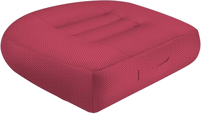 ESMING Car Booster Seat Cushion with Adjustable Height for Short Drivers, Tailbone Pain Relief, Breathable Mesh Memory Foam for Truck SUV Office Chair 15.7x15.7x4.7 Inches - Pink