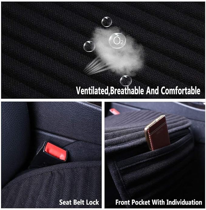 Suninbox Car Seat Covers Buckwheat Hull Universal Car Seat Covers,Bottom Seat Covers for Cars,Truck Seat Covers,Car Seat Cushion Protector Mats Pad,Gray Front Seat