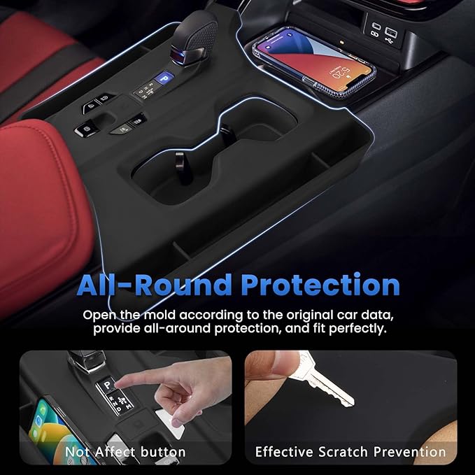 Autorder Silicone Center Console Organizer&Cup Holder for 2022-2025 2026 NX 250/350/350H/450H Accessories Seat Gap Storage Box with Cup Holder Insert Tray Anti-Scratch Gear Shift Panel Trim Cover