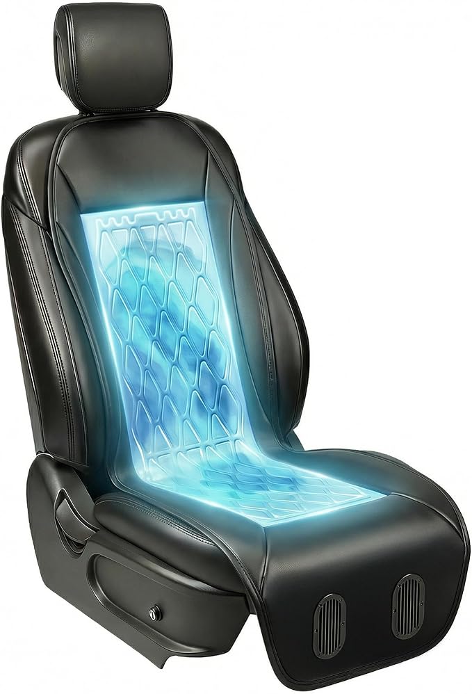 Liquid Cooled Cooling Car Seat Cover Front Seat, 12V-24V Air Conditioned Car Seat Cover with 3 Temp Modes, Ventilated Cooling Car Seat Cushion for Car SUV Truck Universal Fit, Classic Black