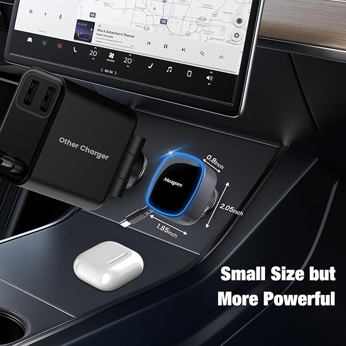 Retractable Car Charger USB C, 90W Super Fast Car Adapter for iPhone 17 Pro Max/Air/16/iPad/Samsung S26, USBC Android Phone Accessories, Dual 45W PPS Cigarette Lighter Adapter Plug with Type C Cable